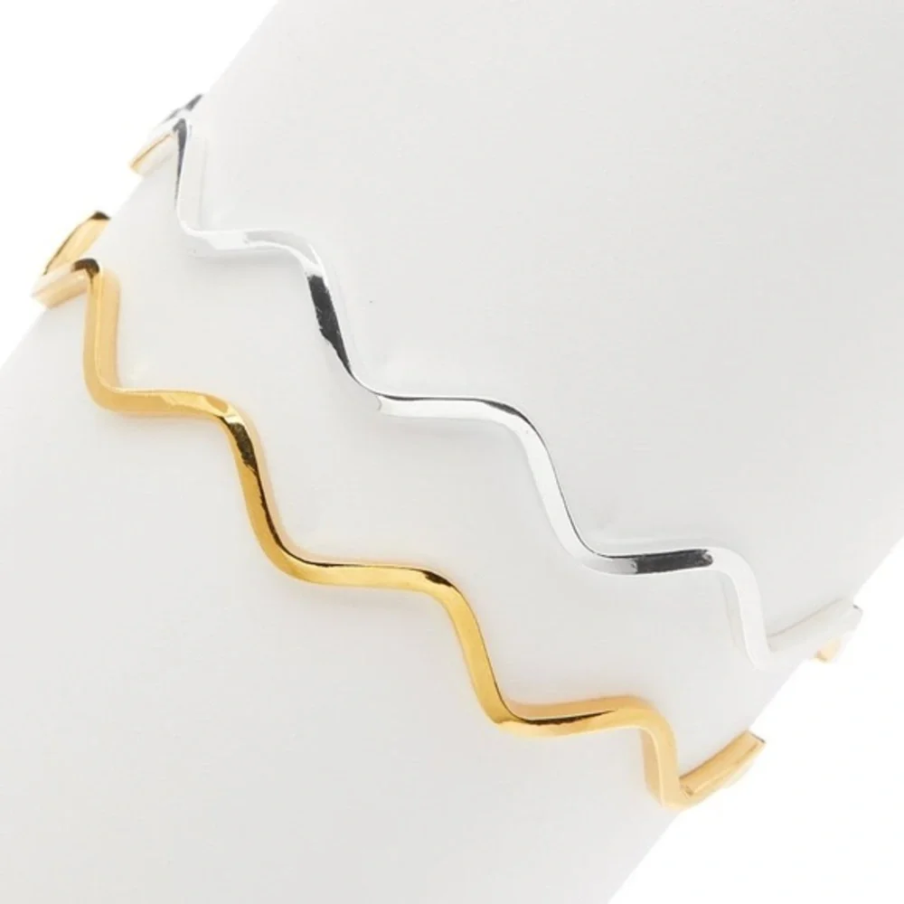 New Trendy Two-Tone Wave Bracelet Set